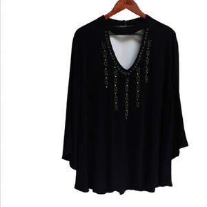 Black blouse with choker neck & embellishments